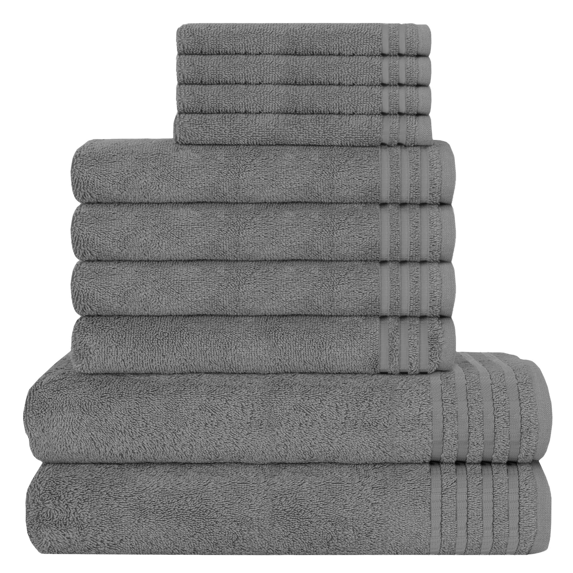Monaco 10 Piece Bathroom Towels Bale Set Premium Quality Water Absorbent Towel, 4 Face 4 Hand 2 Bath Towel, 500 GSM Washable Towels Set by Olivia Rocco Grey Towels Bale Set