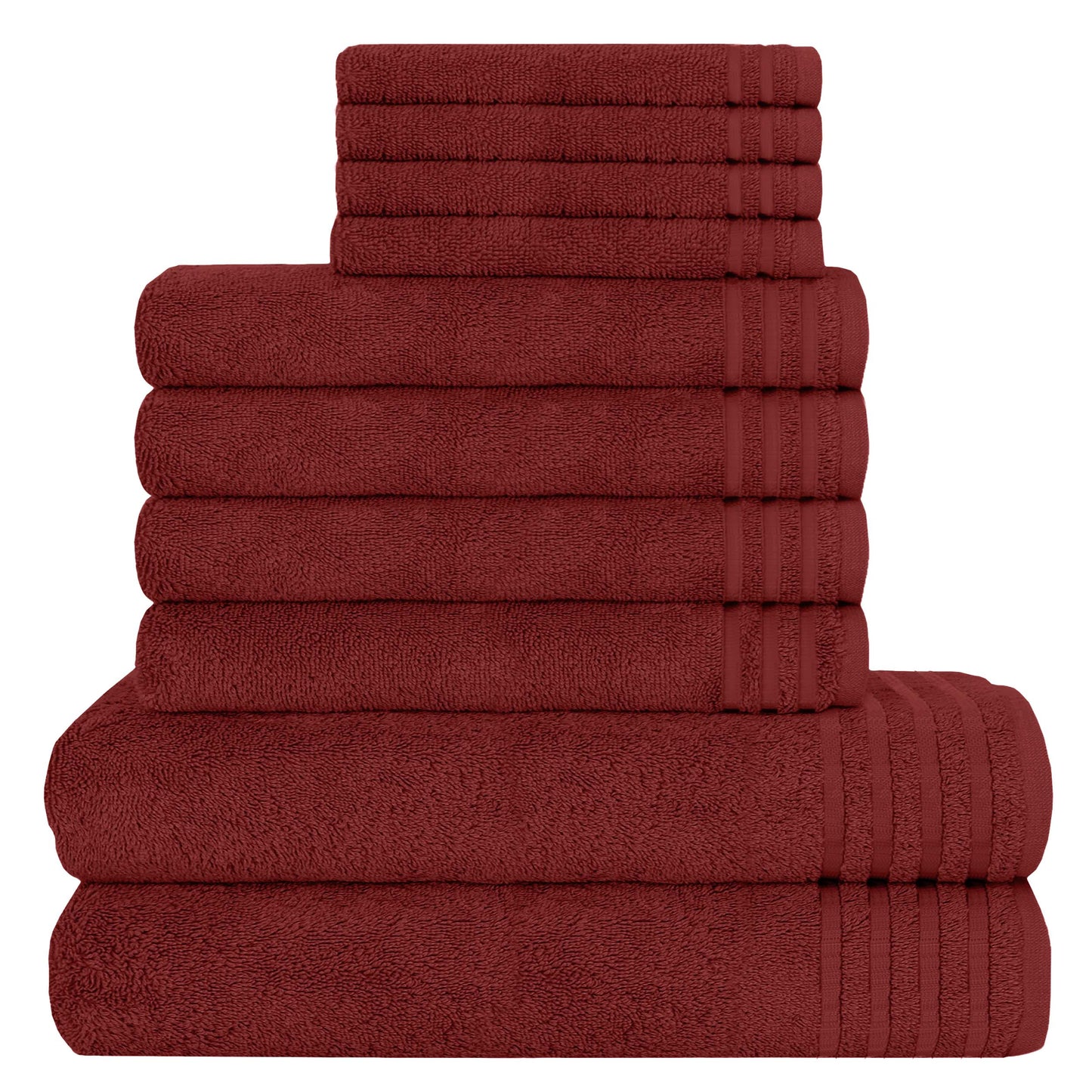 Monaco 10 Piece Bathroom Towels Bale Set Premium Quality Water Absorbent Towel, 4 Face 4 Hand 2 Bath Towel, 500 GSM Washable Towels Set by Olivia Rocco Red Towels Bale Set