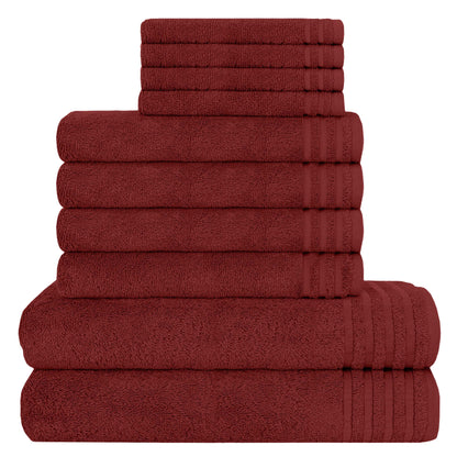 Monaco 10 Piece Bathroom Towels Bale Set Premium Quality Water Absorbent Towel, 4 Face 4 Hand 2 Bath Towel, 500 GSM Washable Towels Set by Olivia Rocco Red Towels Bale Set