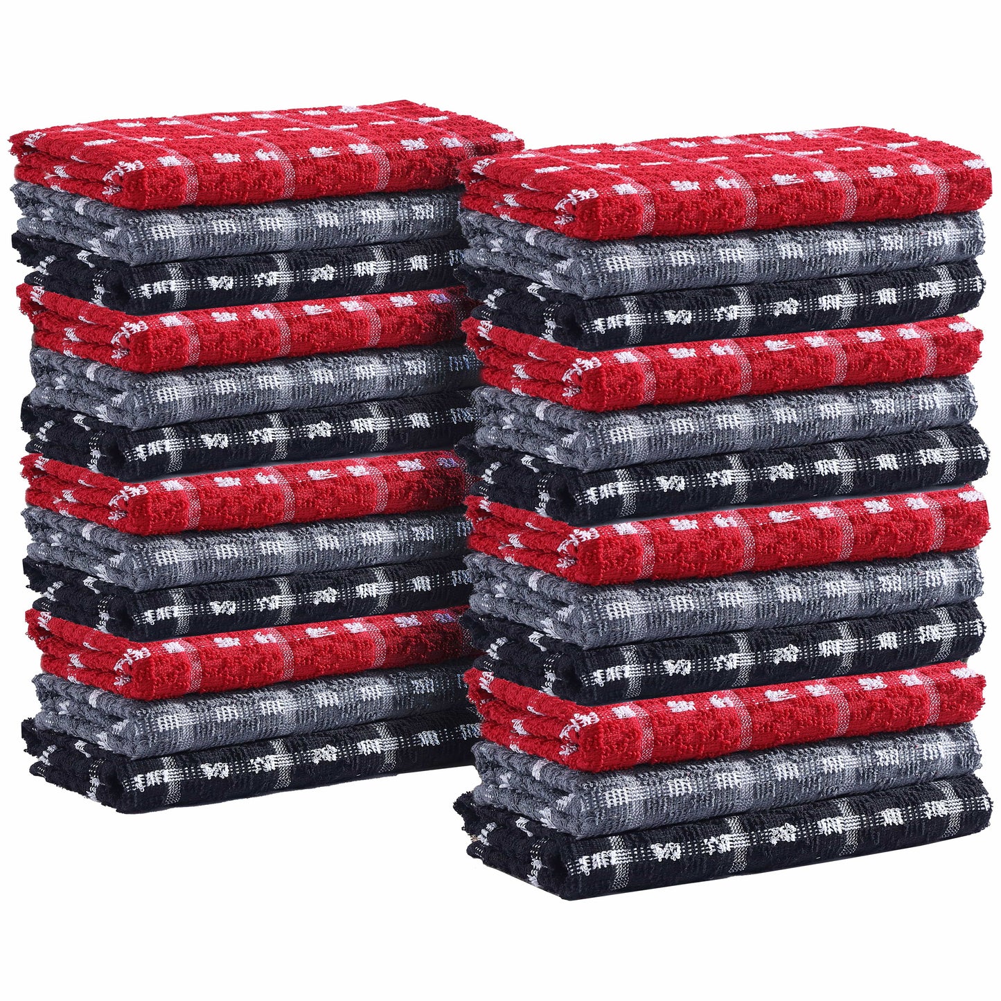 Mono Check Tea Towels 100% Soft Cotton Kitchen Dish Bar Towel Super Absorbent Quick Drying Cloths by Olivia Rocco 24 Pack Tea Towel