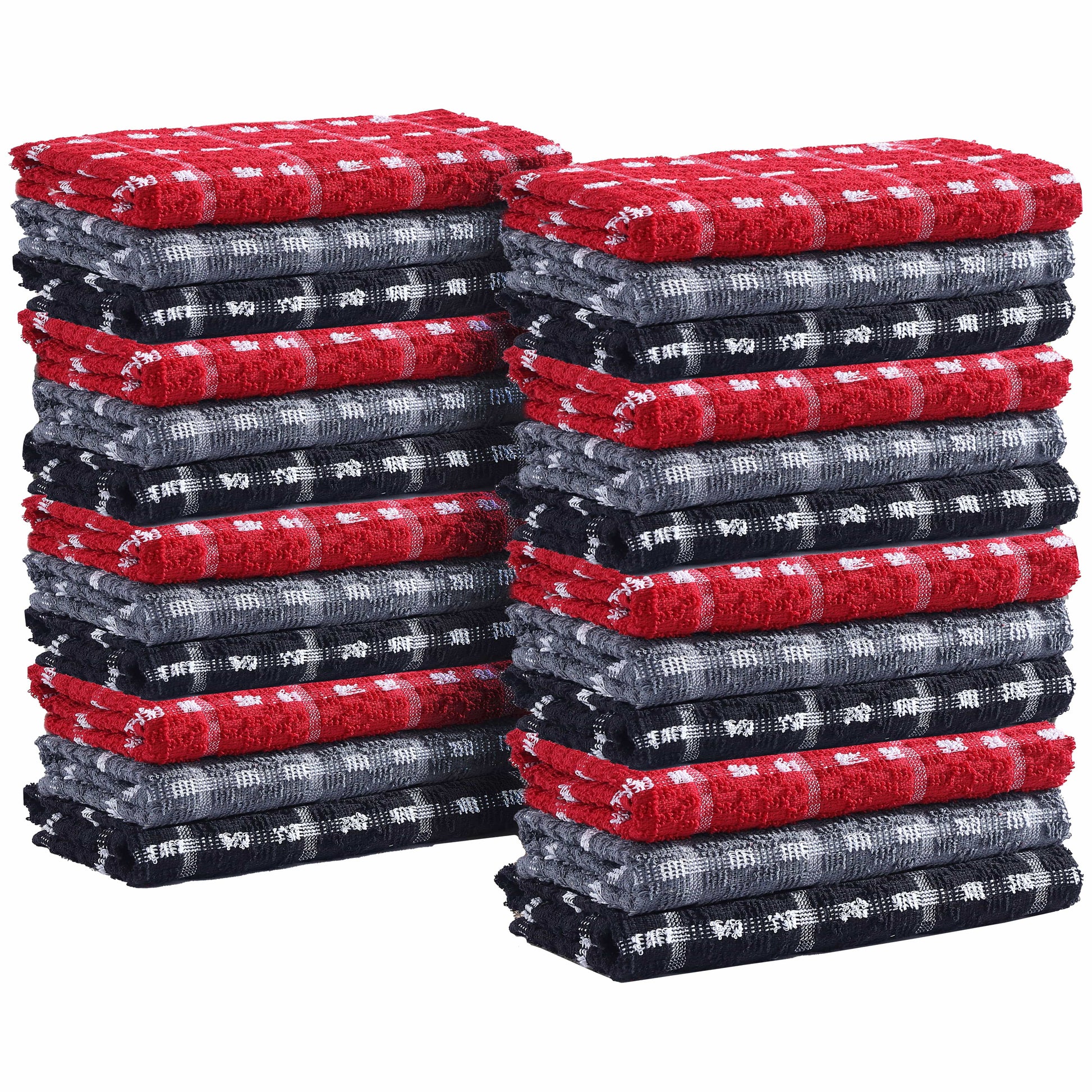 Mono Check Tea Towels 100% Soft Cotton Kitchen Dish Bar Towel Super Absorbent Quick Drying Cloths by Olivia Rocco 24 Pack Tea Towel