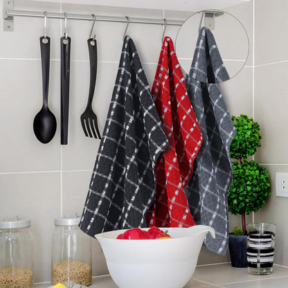 Mono Check Tea Towels 100% Soft Cotton Kitchen Dish Bar Towel Super Absorbent Quick Drying Cloths by Olivia Rocco Tea Towel