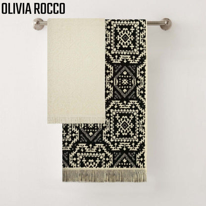Moroccan Towels Jacquard Towel 40L x 70W  CM / CHECK EMBROIDERED OLIVIA ROCCO Towel