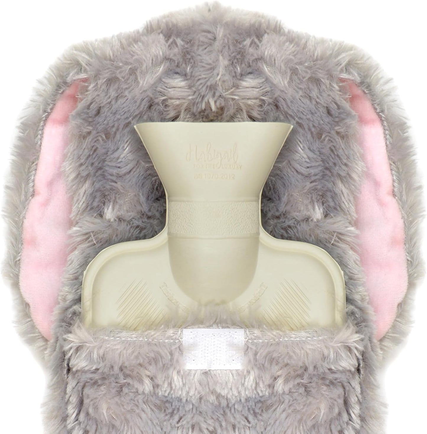 Novelty Animal Grey Bunny Hot Water Bottle with Fluffy Cover, 1L Natural Rubber Hot Water Bag for Kids and Adults Olivia Rocco Grey Bunny Hot Water Bottle