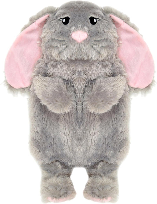 Novelty Animal Grey Bunny Hot Water Bottle with Fluffy Cover, 1L Natural Rubber Hot Water Bag for Kids and Adults Olivia Rocco Grey Bunny Hot Water Bottle