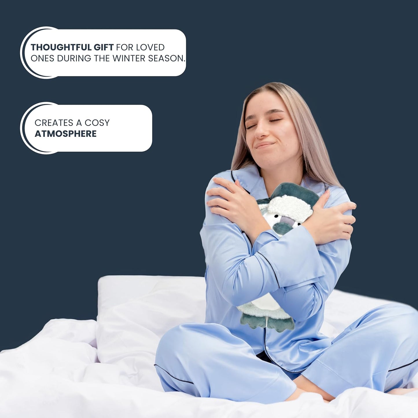 Novelty Animal Penguin Trapper Hot Water Bottle with Fluffy Cover, 1L Natural Rubber Hot Water Bag for Kids and Adults Olivia Rocco (Copy) Penguin Trapper Hot Water Bottle