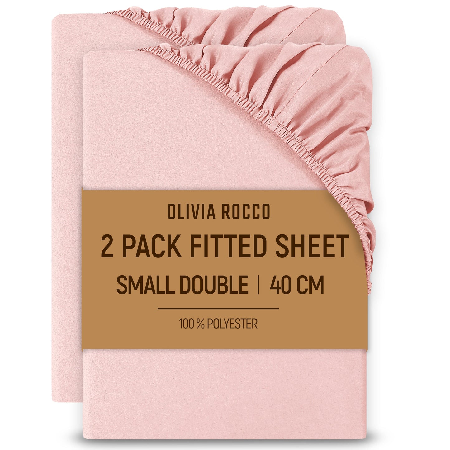 OLIVIA ROCCO 2 Pack Extra Deep Fitted Sheets 16 Inch Deep 40 cm Soft Brushed Microfibre Breathable Easy Care Bottom Sheet PINK / 3/4 BED Fitted Sheet