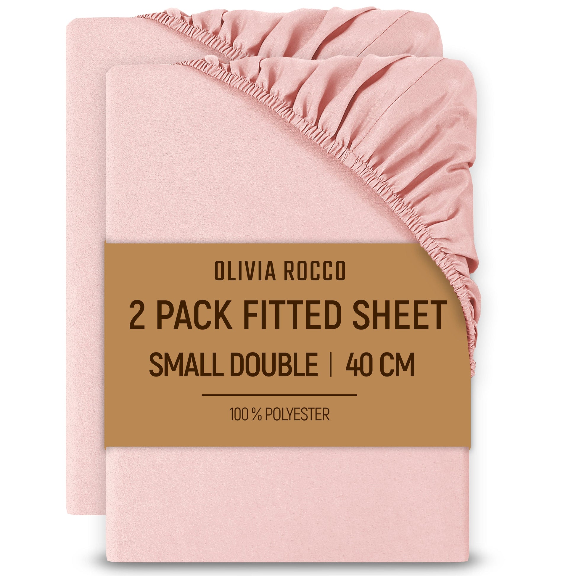 OLIVIA ROCCO 2 Pack Extra Deep Fitted Sheets 16 Inch Deep 40 cm Soft Brushed Microfibre Breathable Easy Care Bottom Sheet PINK / 3/4 BED Fitted Sheet