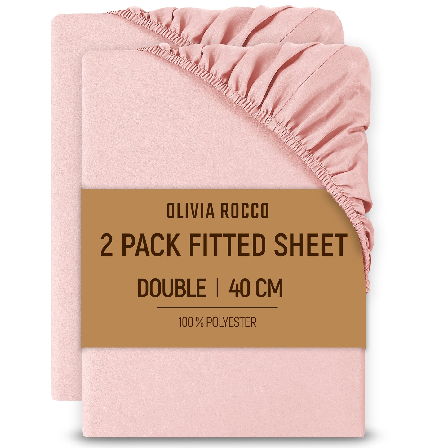 OLIVIA ROCCO 2 Pack Extra Deep Fitted Sheets 16 Inch Deep 40 cm Soft Brushed Microfibre Breathable Easy Care Bottom Sheet PINK / DOUBLE Fitted Sheet