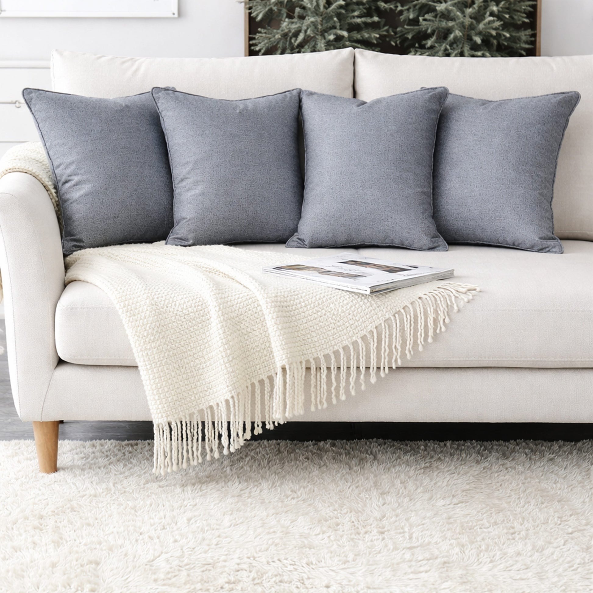 OLIVIA ROCCO 2 Pack Linen Scatter Cushion Covers Plain Square Pillow Cases with Hidden Zip for Sofa Bed Home Decor Curtain