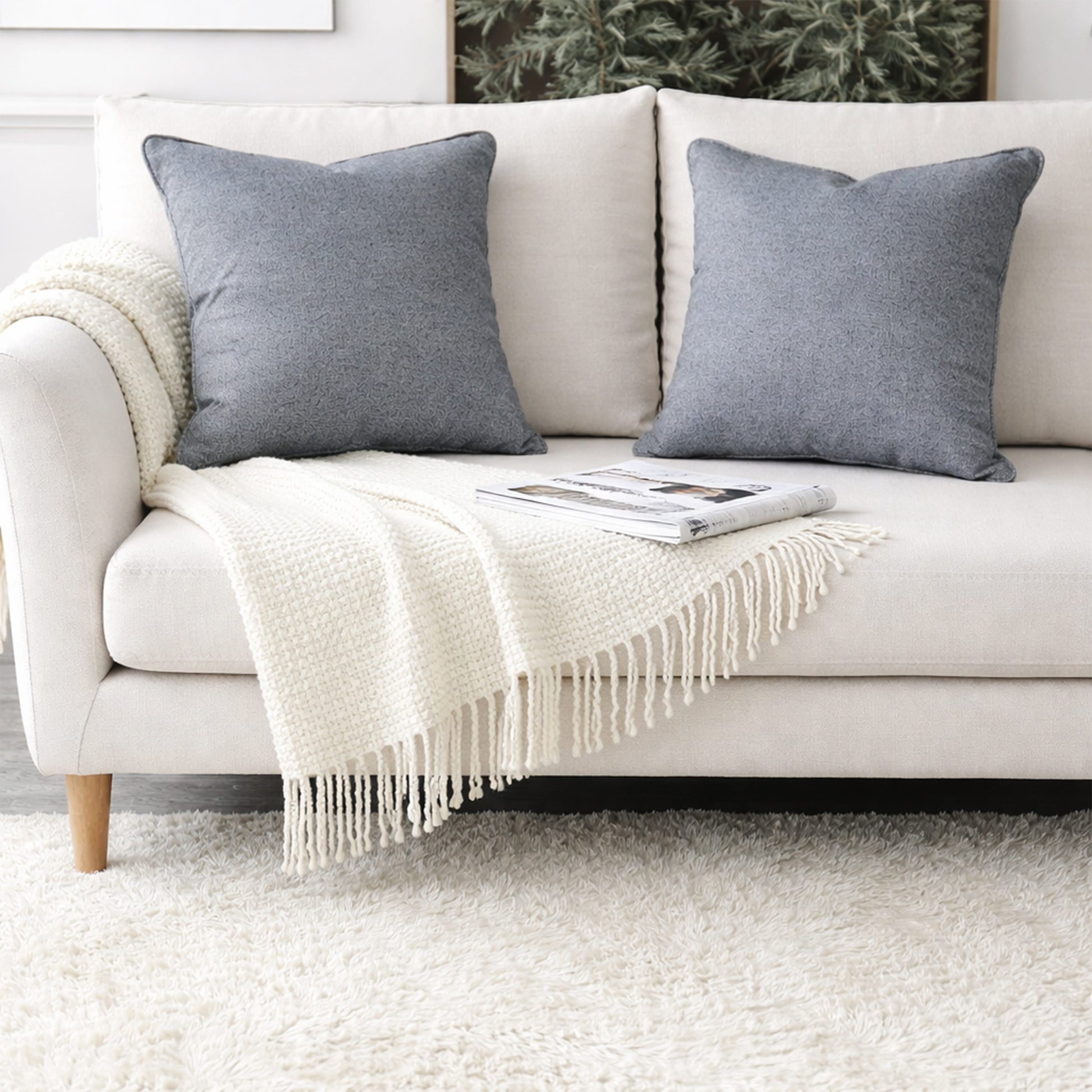 OLIVIA ROCCO 2 Pack Linen Scatter Cushion Covers Plain Square Pillow Cases with Hidden Zip for Sofa Bed Home Decor Curtain