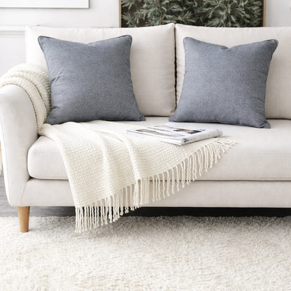 OLIVIA ROCCO 2 Pack Linen Scatter Cushion Covers Plain Square Pillow Cases with Hidden Zip for Sofa Bed Home Decor Curtain