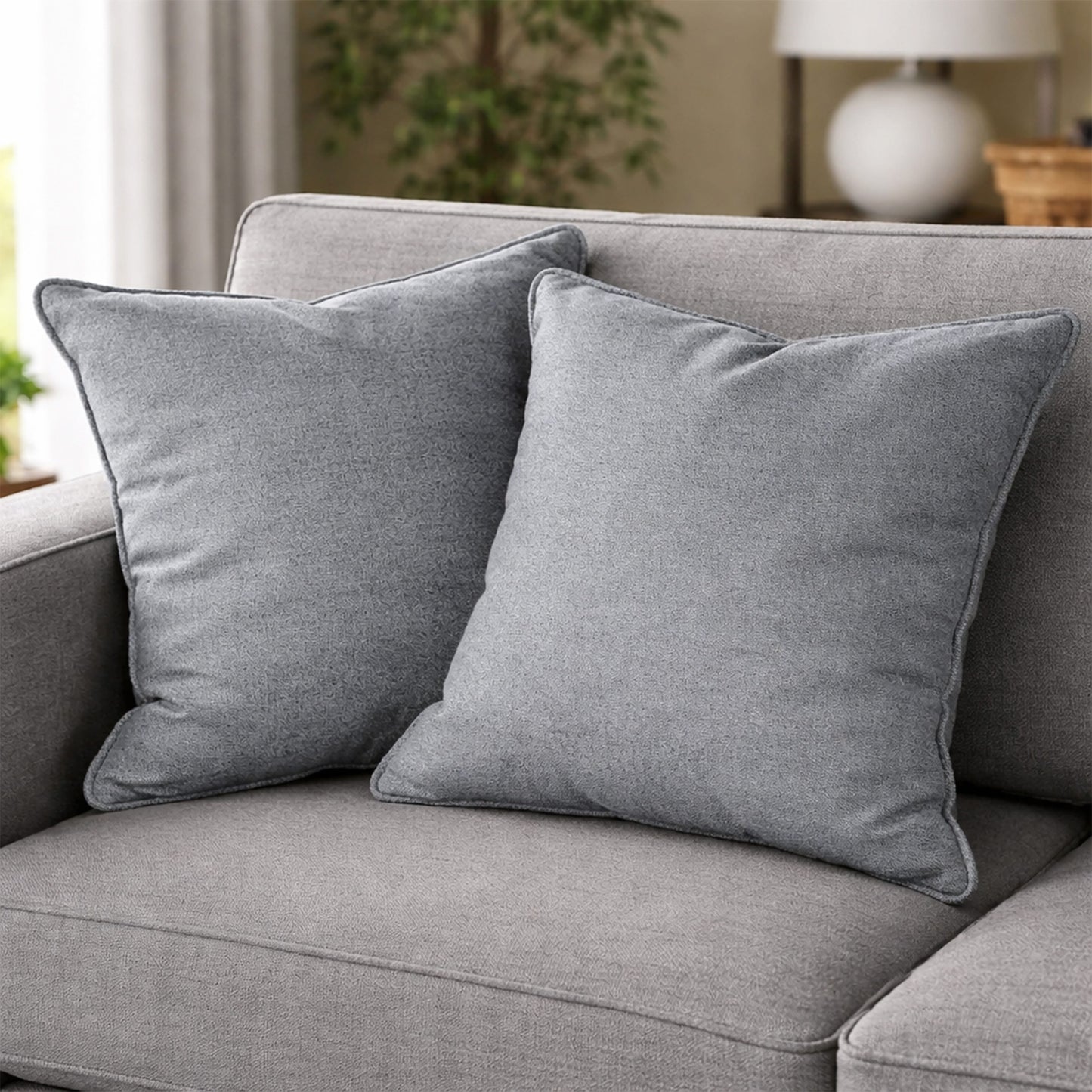 OLIVIA ROCCO 2 Pack Linen Scatter Cushion Covers Plain Square Pillow Cases with Hidden Zip for Sofa Bed Home Decor Curtain