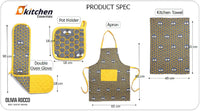 Kitchen Sets Apron Double Oven Gloves Towel Set Heat Resistant Oven Mitts Pot Holder for Home Kitchen Baking and Cooking Pack of 5 by OLIVIA ROCCO Apron