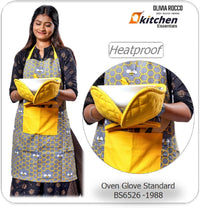 Kitchen Sets Apron Double Oven Gloves Towel Set Heat Resistant Oven Mitts Pot Holder for Home Kitchen Baking and Cooking Pack of 5 by OLIVIA ROCCO Apron