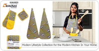 Kitchen Sets Apron Double Oven Gloves Towel Set Heat Resistant Oven Mitts Pot Holder for Home Kitchen Baking and Cooking Pack of 5 by OLIVIA ROCCO Apron
