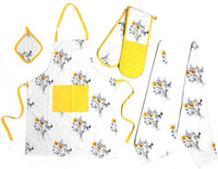 Kitchen Sets Apron Double Oven Gloves Towel Set Heat Resistant Oven Mitts Pot Holder for Home Kitchen Baking and Cooking Pack of 5 by OLIVIA ROCCO GARDENIA Apron