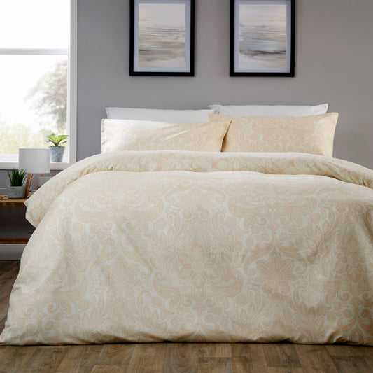 OLIVIA ROCCO Aria Natural Printed Reversible Duvet Cover Set Quilted Polyester Blend with Button Closure Single Double King Size SINGLE Duvet Cover