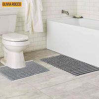 2 Piece Amalfi Super Soft Absorbent Bath Mat Set Jumbo Plush Cotton Pedestal Bath Rug with Modern Design for Bathroom OLIVIA ROCCO Bath Mat