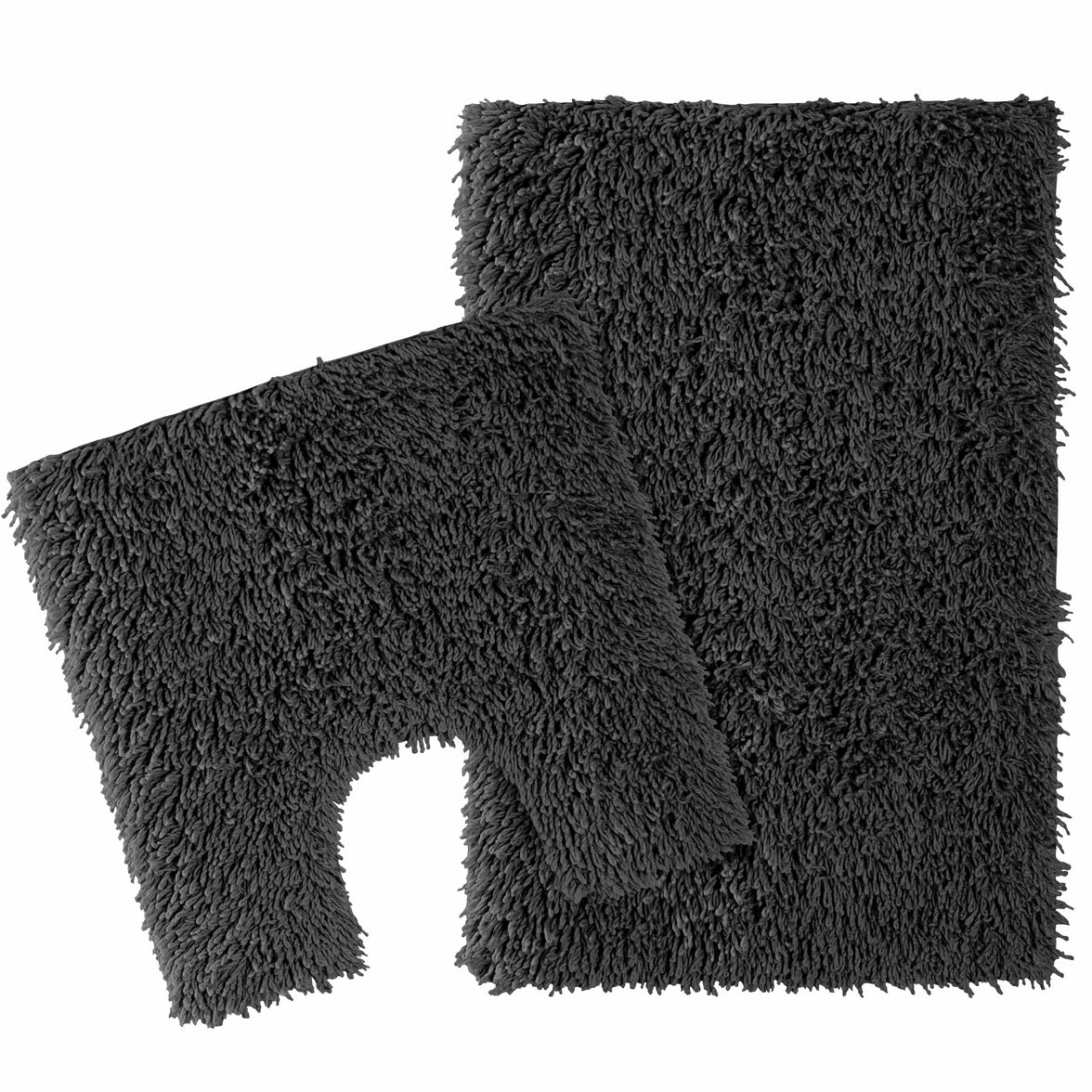 Como 2 Piece Black Bath Mat & Pedestal Set Non-Slip Super Absorbent Cotton Bathroom Mats by OLIVIA ROCCO BLACK Bath Mat