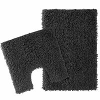Como 2 Piece Black Bath Mat & Pedestal Set Non-Slip Super Absorbent Cotton Bathroom Mats by OLIVIA ROCCO BLACK Bath Mat
