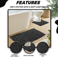 Como 2 Piece Black Bath Mat & Pedestal Set Non-Slip Super Absorbent Cotton Bathroom Mats by OLIVIA ROCCO BLACK Bath Mat