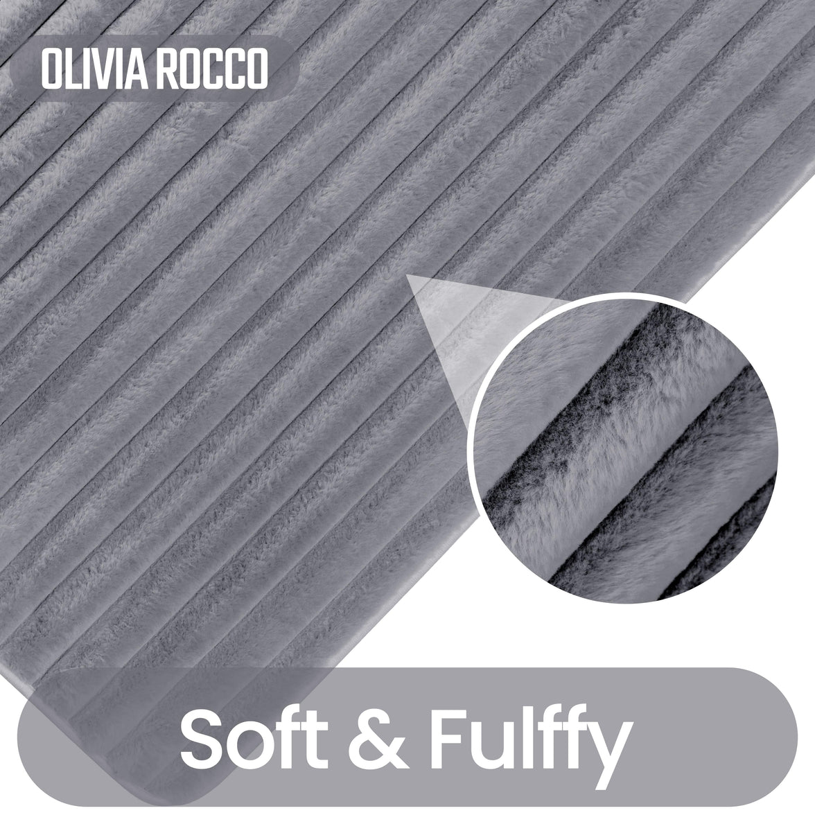 2 Piece Ribbed Bath Mat Set in Charcoal Extra Soft Non Slip Super Absorbent Bathroom & Toilet Mats Easy Care Rug by OLIVIA ROCCO CHARCOAL Bath Mat