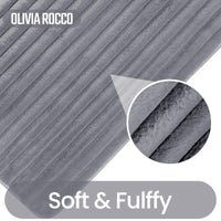 2 Piece Ribbed Bath Mat Set in Charcoal Extra Soft Non Slip Super Absorbent Bathroom & Toilet Mats Easy Care Rug by OLIVIA ROCCO CHARCOAL Bath Mat