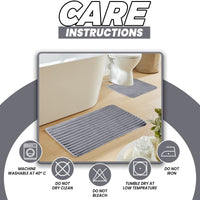 2 Piece Ribbed Bath Mat Set in Charcoal Extra Soft Non Slip Super Absorbent Bathroom & Toilet Mats Easy Care Rug by OLIVIA ROCCO CHARCOAL Bath Mat