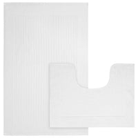 2 Piece Monaco Non Slip Bath Mat and Pedestal Set Water Absorbent Bathroom Rug Set 100 Percent Cotton Mats for Safety and Comfort by OLIVIA ROCCO WHITE Bath Mat