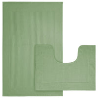 2 Piece Monaco Non Slip Bath Mat and Pedestal Set Water Absorbent Bathroom Rug Set 100 Percent Cotton Mats for Safety and Comfort by OLIVIA ROCCO SAGE GREEN Bath Mat