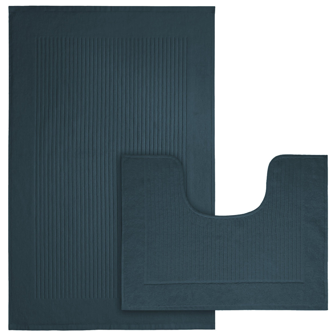 2 Piece Monaco Non Slip Bath Mat and Pedestal Set Water Absorbent Bathroom Rug Set 100 Percent Cotton Mats for Safety and Comfort by OLIVIA ROCCO SLATE BLUE Bath Mat