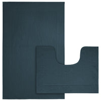2 Piece Monaco Non Slip Bath Mat and Pedestal Set Water Absorbent Bathroom Rug Set 100 Percent Cotton Mats for Safety and Comfort by OLIVIA ROCCO SLATE BLUE Bath Mat