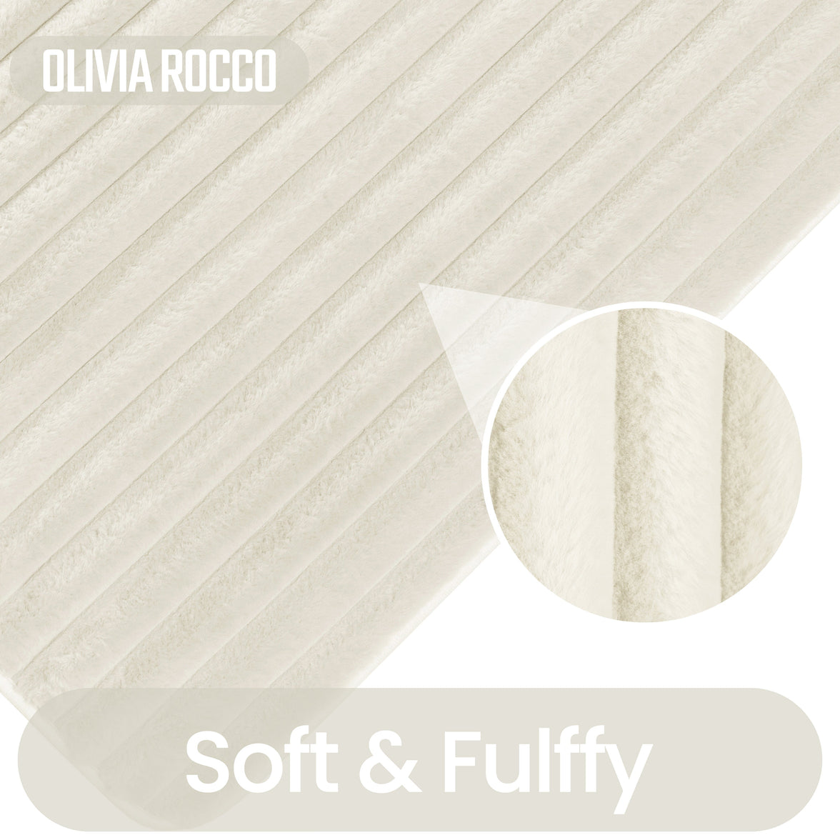 2 Piece Ribbed Bath Mat Set in Cream Extra Soft Non Slip Super Absorbent Bathroom & Toilet Mats Easy Care Rug by OLIVIA ROCCO CREAM Bath Mat