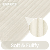 2 Piece Ribbed Bath Mat Set in Cream Extra Soft Non Slip Super Absorbent Bathroom & Toilet Mats Easy Care Rug by OLIVIA ROCCO CREAM Bath Mat