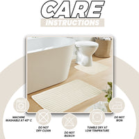 2 Piece Ribbed Bath Mat Set in Cream Extra Soft Non Slip Super Absorbent Bathroom & Toilet Mats Easy Care Rug by OLIVIA ROCCO CREAM Bath Mat