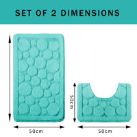 Cali Bubbles 2 Piece Duck Egg Bath Mat & Pedestal Set Non-Slip Soft & Absorbent Bathroom Mats for Comfort & Safety by OLIVIA ROCCO DUCK EGG Bath Mat