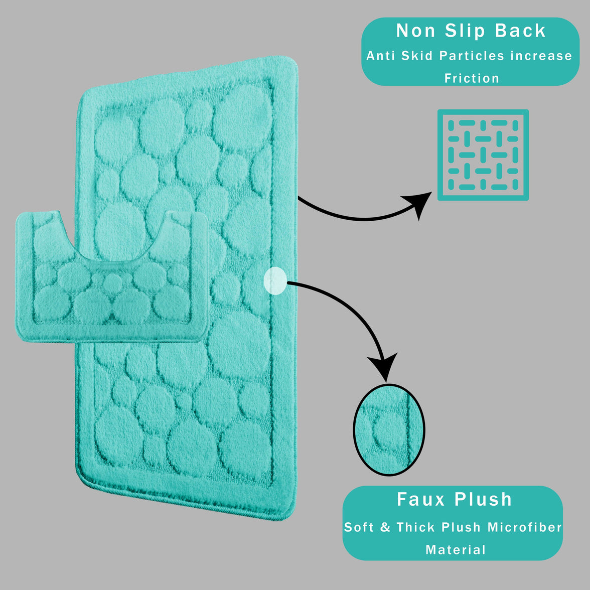 Cali Bubbles 2 Piece Duck Egg Bath Mat & Pedestal Set Non-Slip Soft & Absorbent Bathroom Mats for Comfort & Safety by OLIVIA ROCCO DUCK EGG Bath Mat