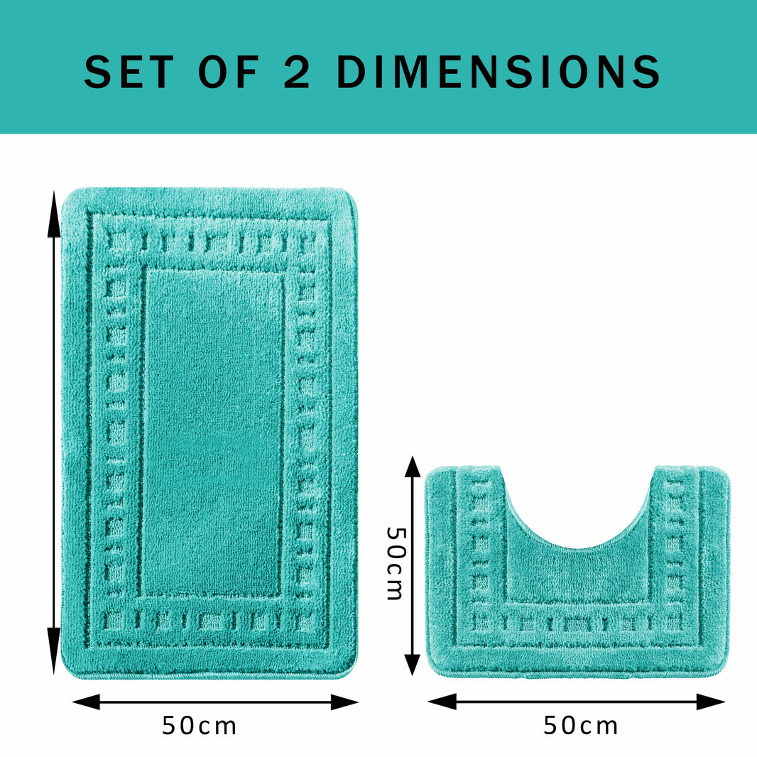 Miami 2 Piece Duck Egg Bath Mat & Pedestal Set Non-Slip Soft & Absorbent Bathroom Mat Set for Comfort & Safety by OLIVIA ROCCO DUCK EGG Bath Mat