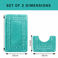 Miami 2 Piece Duck Egg Bath Mat & Pedestal Set Non-Slip Soft & Absorbent Bathroom Mat Set for Comfort & Safety by OLIVIA ROCCO DUCK EGG Bath Mat