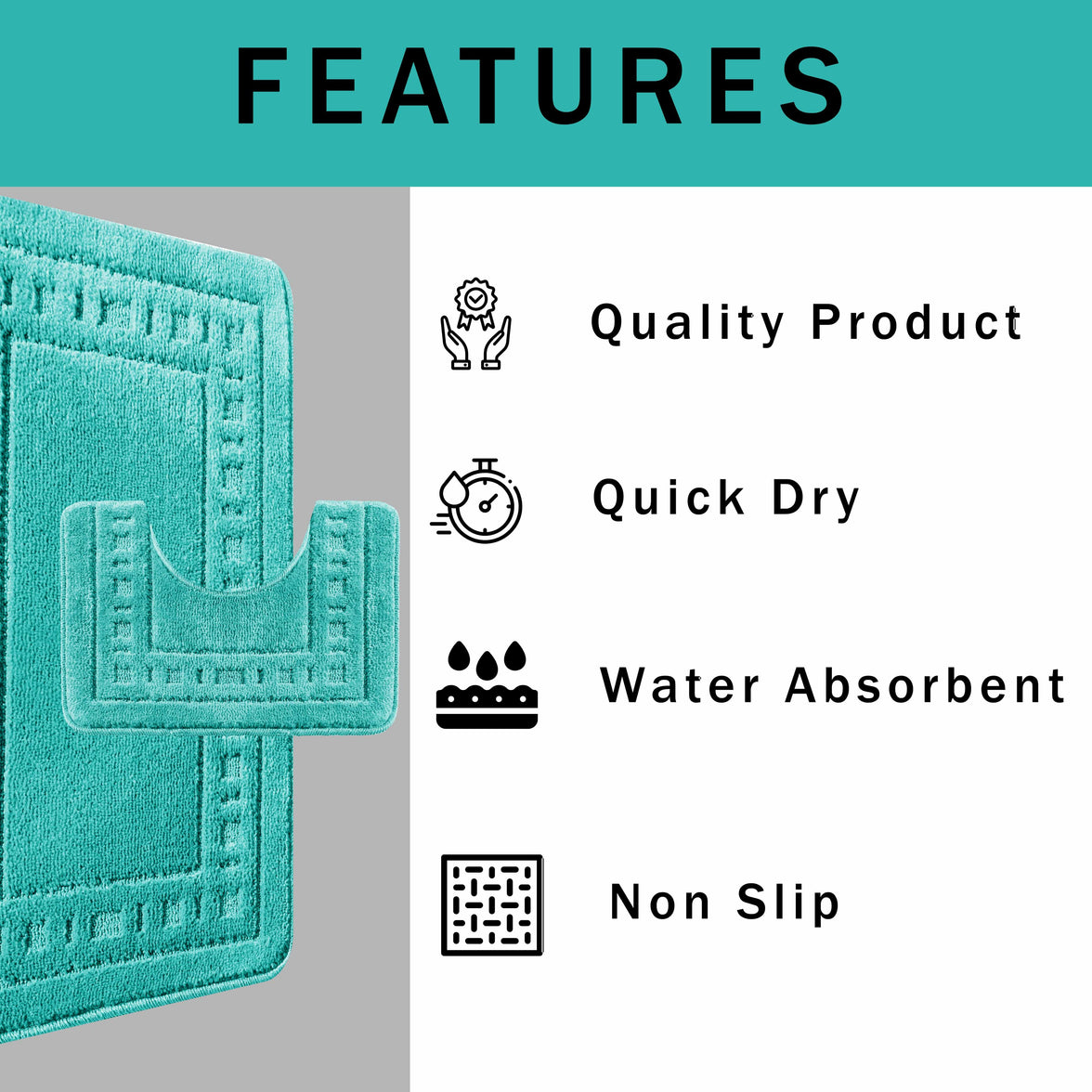 Miami 2 Piece Duck Egg Bath Mat & Pedestal Set Non-Slip Soft & Absorbent Bathroom Mat Set for Comfort & Safety by OLIVIA ROCCO DUCK EGG Bath Mat