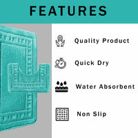 Miami 2 Piece Duck Egg Bath Mat & Pedestal Set Non-Slip Soft & Absorbent Bathroom Mat Set for Comfort & Safety by OLIVIA ROCCO DUCK EGG Bath Mat