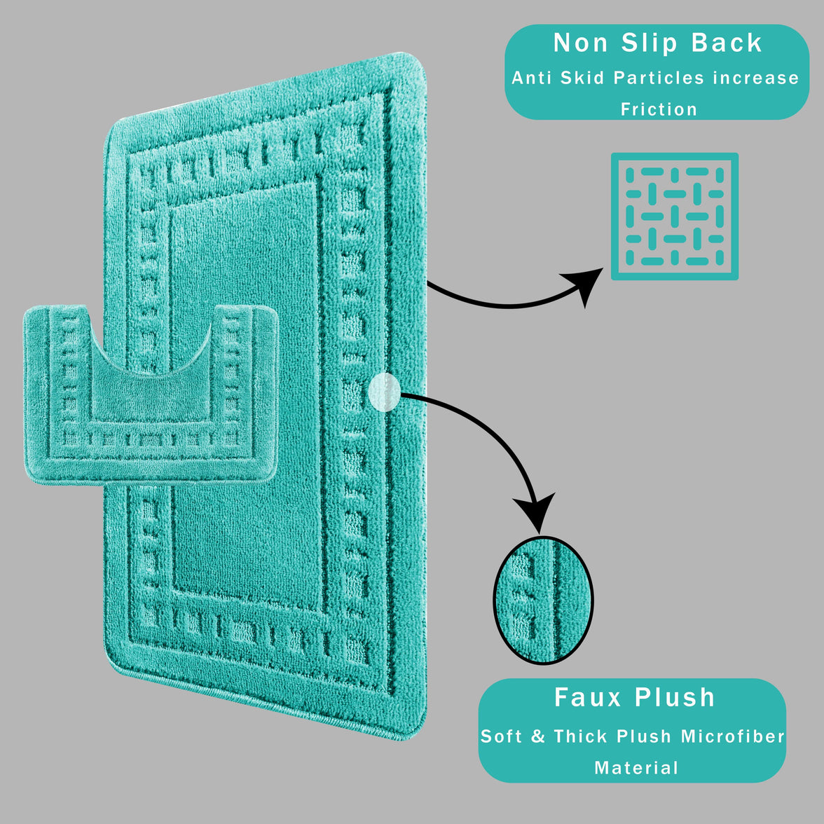 Miami 2 Piece Duck Egg Bath Mat & Pedestal Set Non-Slip Soft & Absorbent Bathroom Mat Set for Comfort & Safety by OLIVIA ROCCO DUCK EGG Bath Mat