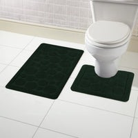 Cali Bubbles 2 Piece Emerald Green Bath Mat & Pedestal Set Non-Slip Soft & Absorbent Bathroom Mats for Comfort & Safety by OLIVIA ROCCO EMERALD GREEN Bath Mat