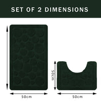 Cali Bubbles 2 Piece Emerald Green Bath Mat & Pedestal Set Non-Slip Soft & Absorbent Bathroom Mats for Comfort & Safety by OLIVIA ROCCO EMERALD GREEN Bath Mat