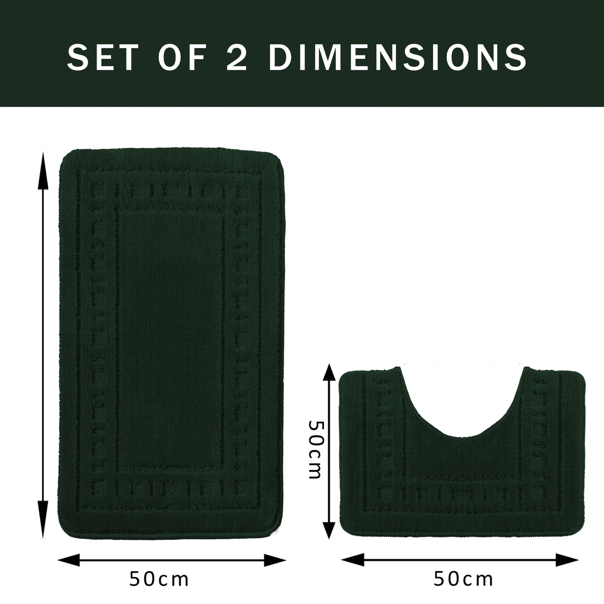 Miami 2 Piece Emerald Green Bath Mat & Pedestal Set Non-Slip Soft & Absorbent Bathroom Mat Set for Comfort & Safety by OLIVIA ROCCO EMERALD GREEN Bath Mat