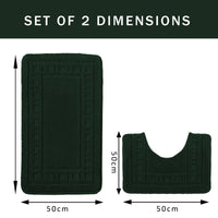 Miami 2 Piece Emerald Green Bath Mat & Pedestal Set Non-Slip Soft & Absorbent Bathroom Mat Set for Comfort & Safety by OLIVIA ROCCO EMERALD GREEN Bath Mat