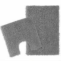Como 2 Piece Grey Bath Mat & Pedestal Set Non-Slip Super Absorbent Cotton Bathroom Mats by OLIVIA ROCCO GREY Bath Mat