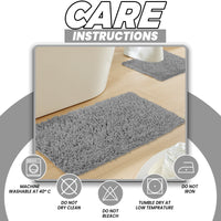 Como 2 Piece Grey Bath Mat & Pedestal Set Non-Slip Super Absorbent Cotton Bathroom Mats by OLIVIA ROCCO GREY Bath Mat