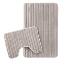 2 Piece Ribbed Bath Mat Set in Natural Extra Soft Non Slip Super Absorbent Bathroom & Toilet Mats Easy Care Rug by OLIVIA ROCCO NATURAL Bath Mat